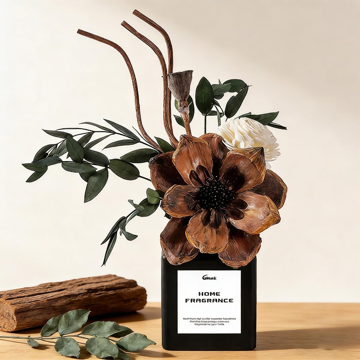 Reed Diffuser, Scent Diffuser with Sticks & Dried Flowers, 120 Days Long Lasting diffusers for Home, Elegant Fragrance for Bathroom Bedroom Office Decor Air Fresh (Green Tea)