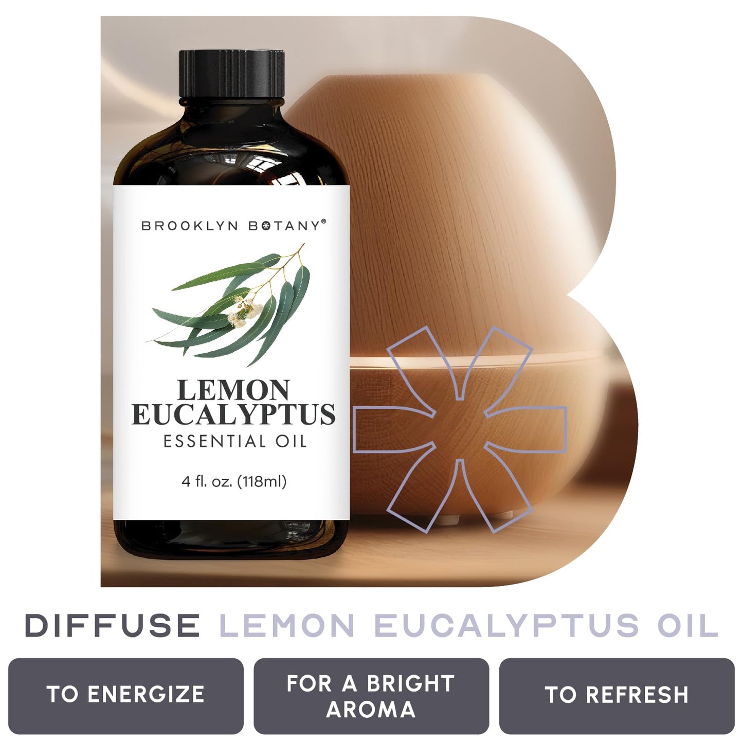 Brooklyn Botany Frankincense & Lemon Eucalyptus Essential Oils – 4 Fl Oz (Pack of 2) – 100% Pure & Natural – Uplifting & Purifying Aromatherapy Blend