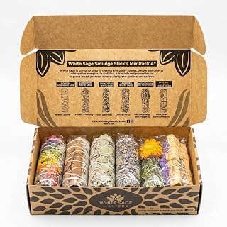 White Sage Smudge Sticks Variety Mix 4 Inches (6 Bundles) - Sage Kit | Sage with Palo Santo, Lavender, Eucalyptus, Cinnamon, Rose Petals & Others - Sustainably Sourced California for Meditation