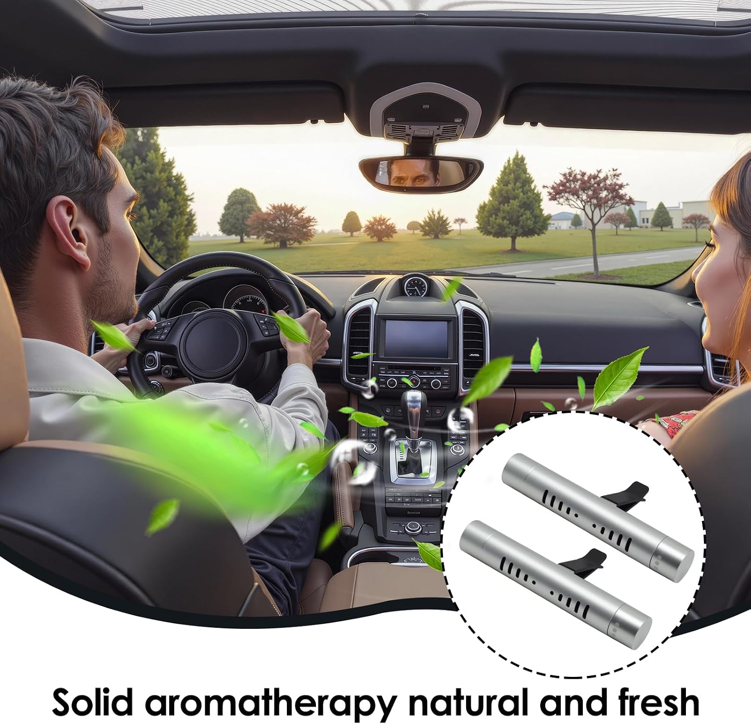 2 Pcs Car Air Essential Oil Diffuser Vent Clip with 12 Pcs Odorless Refill Sticks, Premium Aluminum Air Freshener Diffuser Suitable for Cars, Office, Kitchen (Red, 2 Pcs) (Silver-2 Pcs)