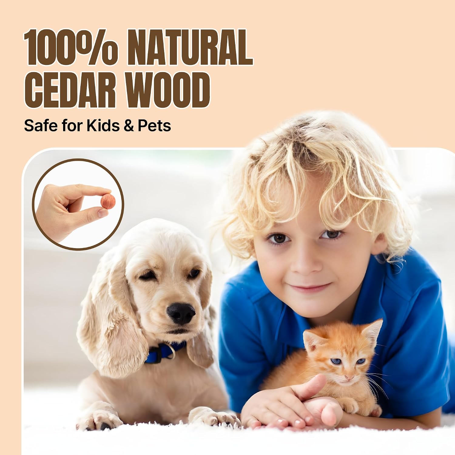 50 Cedar Balls for Clothes - Fresh Smell for Closets and Drawers - Protection for Garments - Cedarwood Closet Freshener & Protects from Moths - Wood Block for Drawer & Storage
