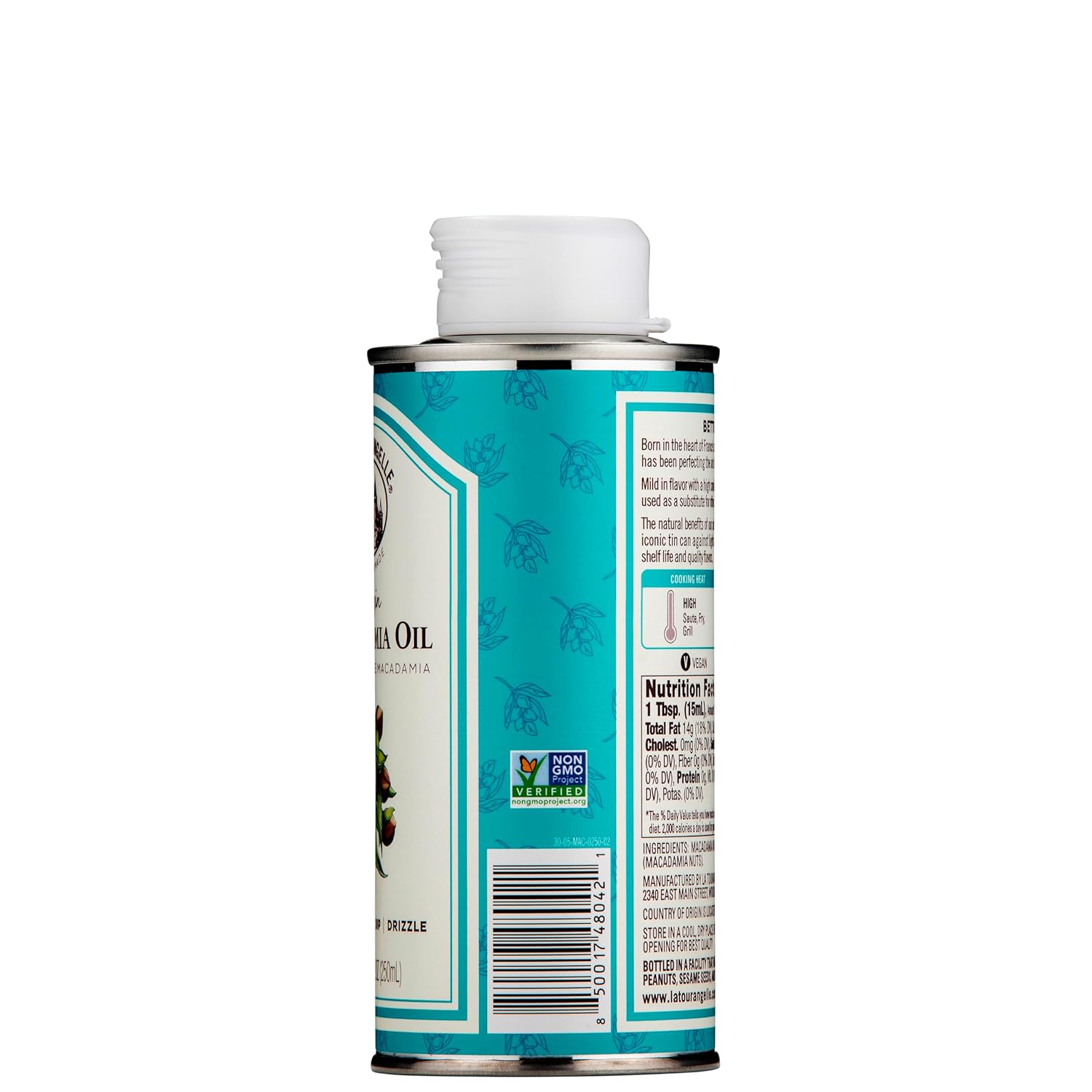 La Tourangelle, Virgin Macadamia Oil, High Smoke Point for Cooking, Sauté, Stir-Fry, Roasting, Baking, Face and Hair, Buttery Mild Taste, Cold-Pressed, 8.45 fl oz
