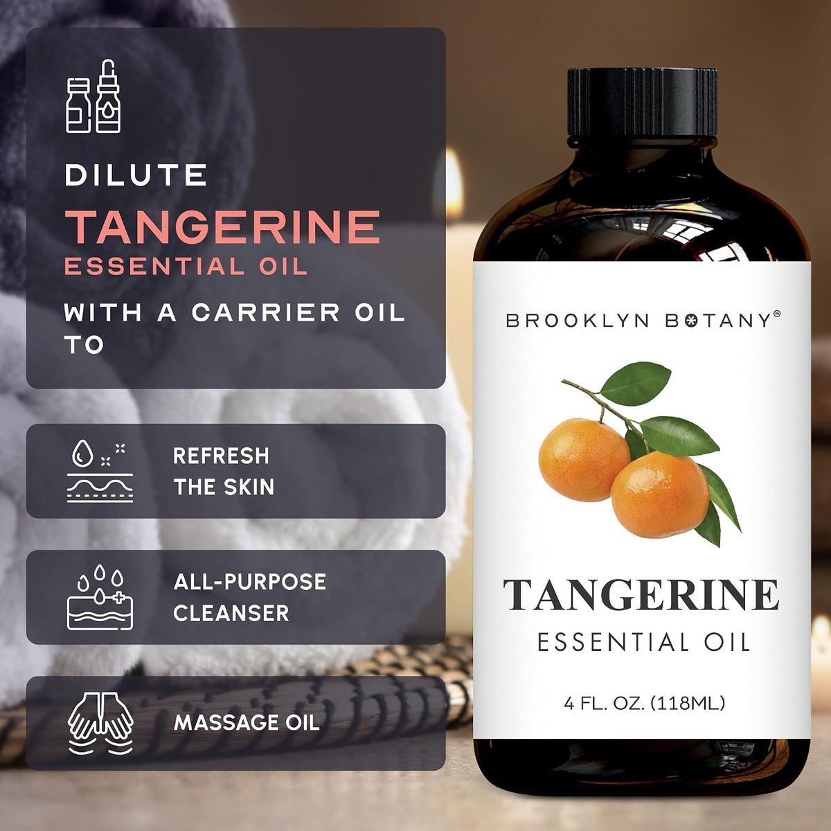 Brooklyn Botany Tangerine Essential Oil - Huge 4 Fl Oz
