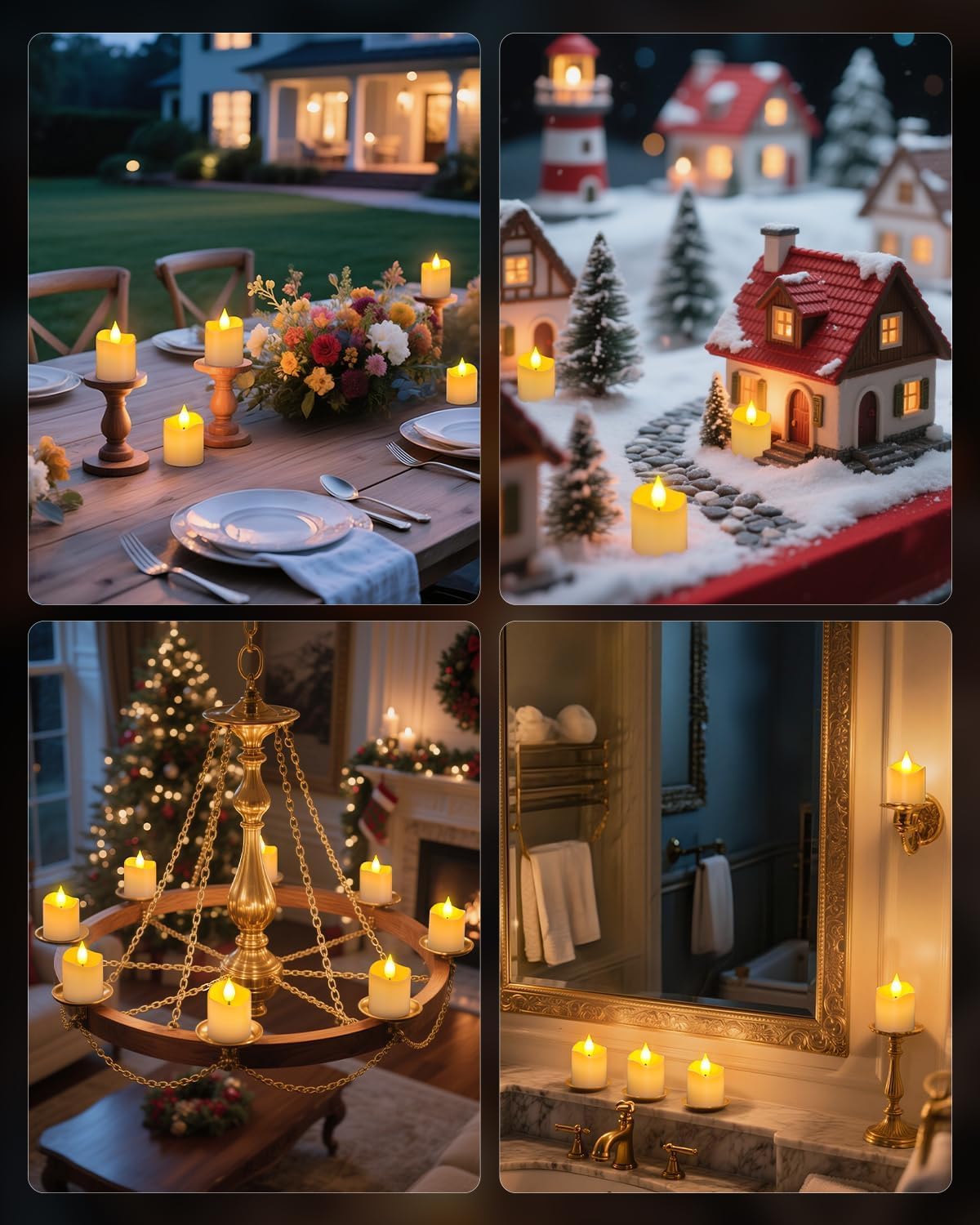 SoulBay Flameless Candles Rechargeable with Remote, 6pcs Electric LED Fake White Votive Candles with Charging Base and Timer, Flickering Decorative Lights for Home Table Holidays Christmas Décor