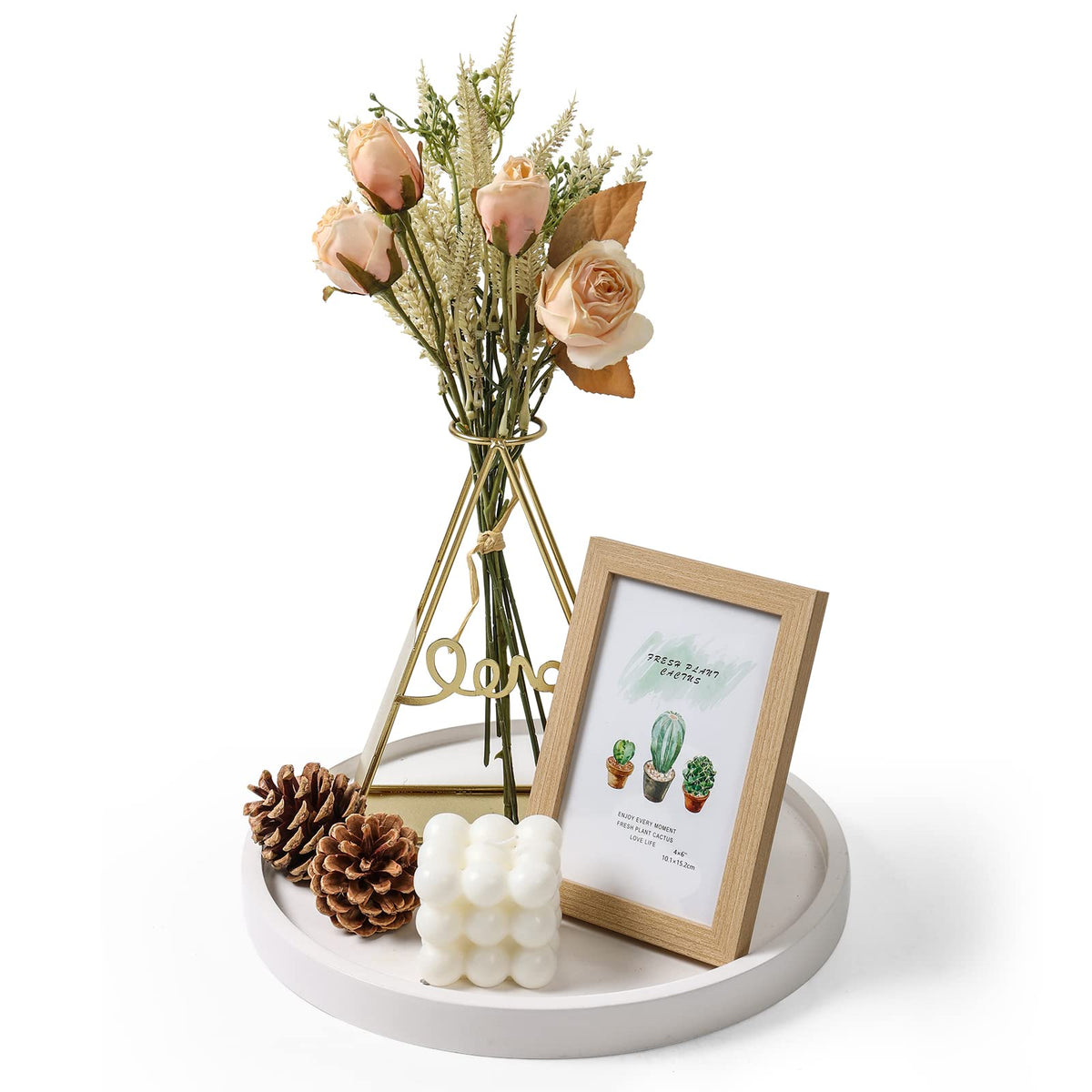 Pink Round Wood Decorative for Home Decor