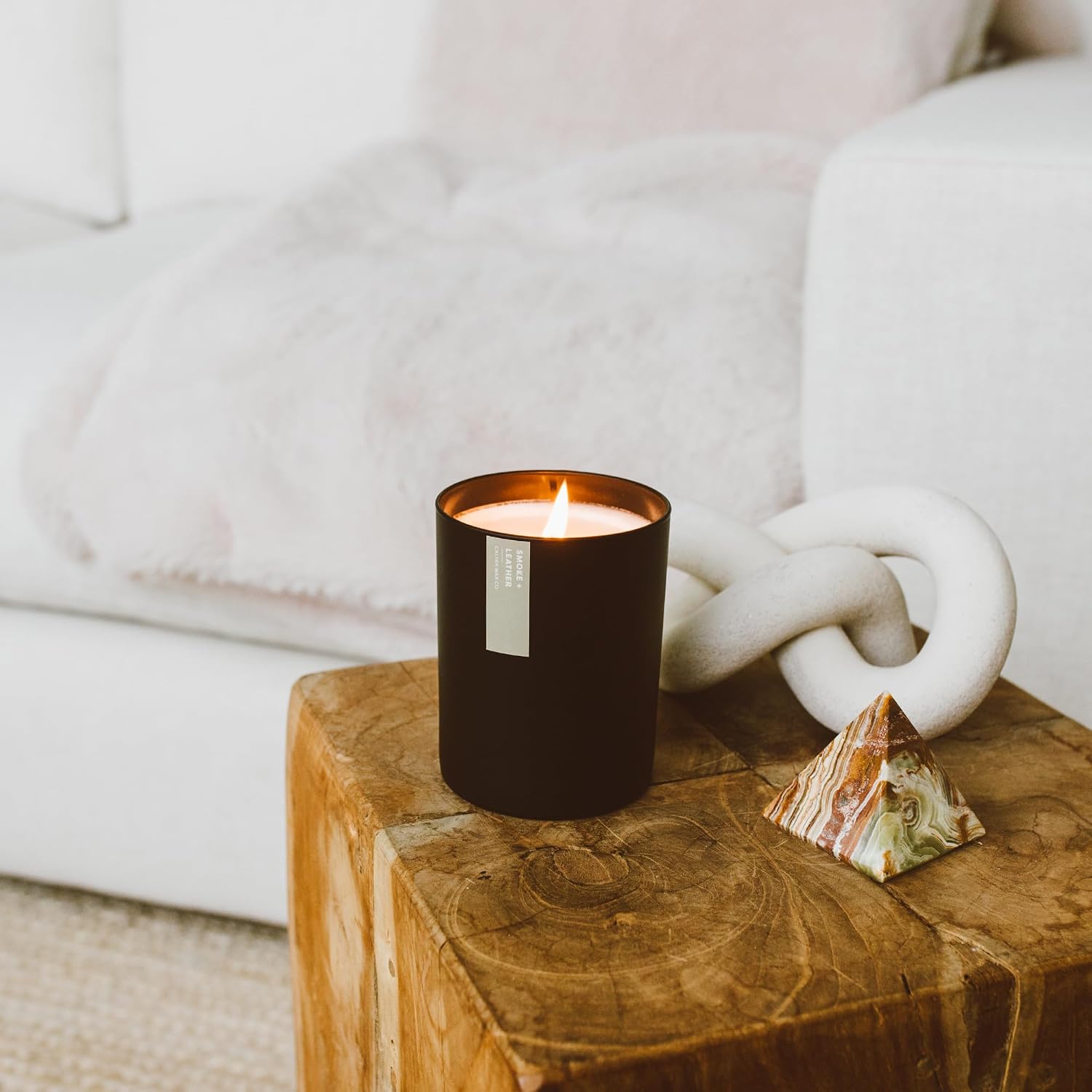 Calyan Wax Co. Lemon & Sage Scented Candle - 75 Hour Burn - Luxury Clean Soy Wax Candles - Long Lasting Black Tumbler Jar Candle for Home - 10.2oz