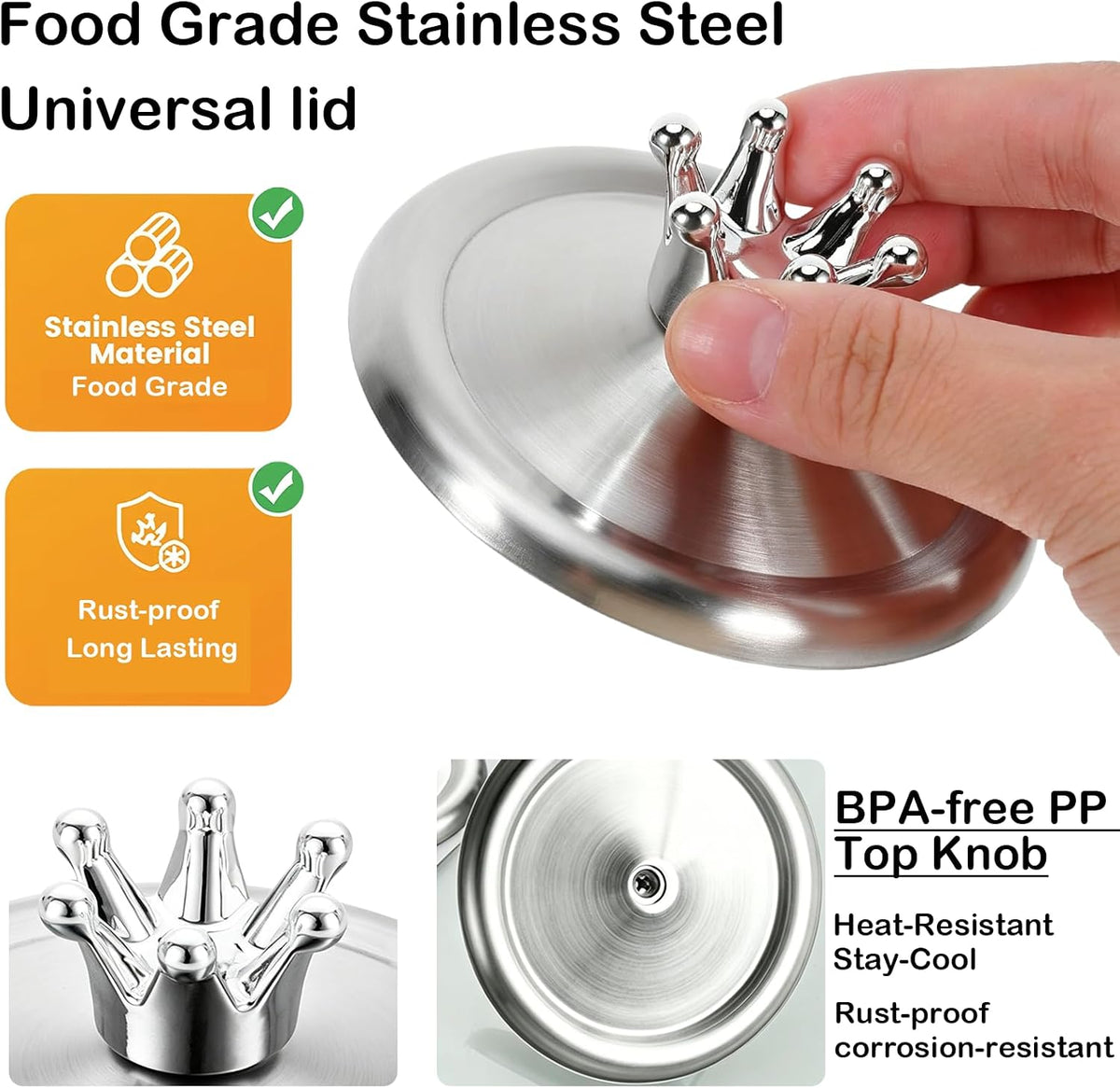 Stainless Steel Mug Cover, Universal Cup Lid for Drinks Glasses 4.2 Inch
