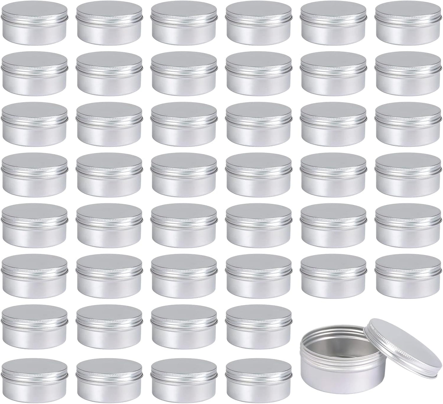 Moretoes 45 Pack Tins, 4oz Metal Round Aluminum Empty Candle Tin with Screw Lid for Lotion Bars, Salve, Spices or Candles