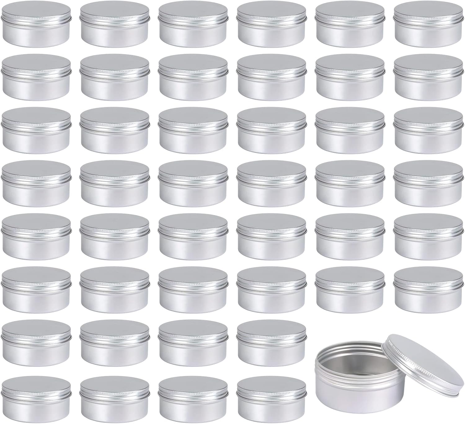 Moretoes 45 Pack Tins, 4oz Metal Round Aluminum Empty Candle Tin with Screw Lid for Lotion Bars, Salve, Spices or Candles
