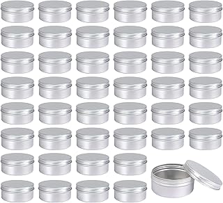Moretoes 45 Pack Tins, 4oz Metal Round Aluminum Empty Candle Tin with Screw Lid for Lotion Bars, Salve, Spices or Candles