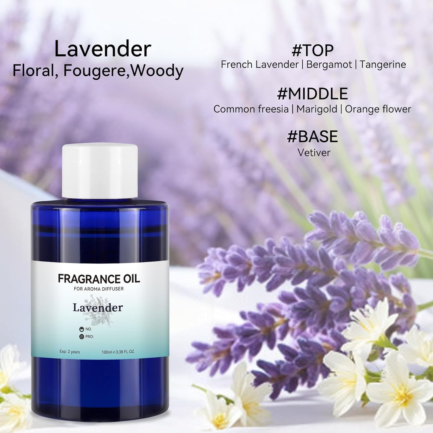 JEPEErbz Lavender Essential Oil Pure for Diffuser (100ml / 3.4oz), Natural, Long-Lasting, Luxury & Sophisticated Scent, Ideal for Hotel Inspired Spaces