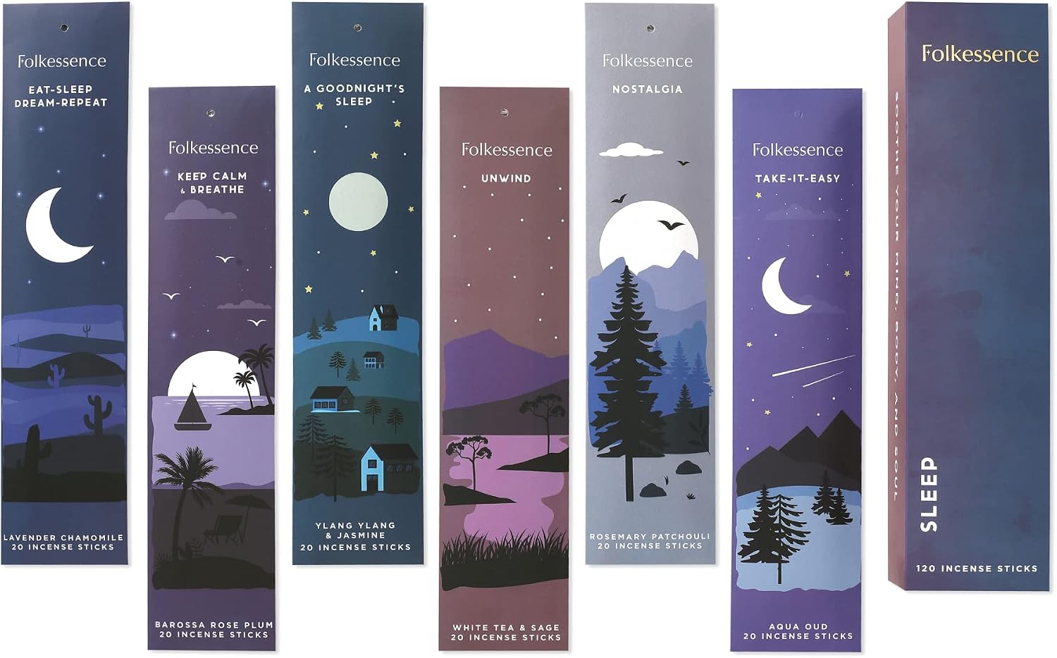 Folkulture Incense Sticks, Set of 6 Insenses (120 Sticks) Variety Pack - Farmhouse Gift Set, Natural and Non Toxic (Total 240 Sticks)