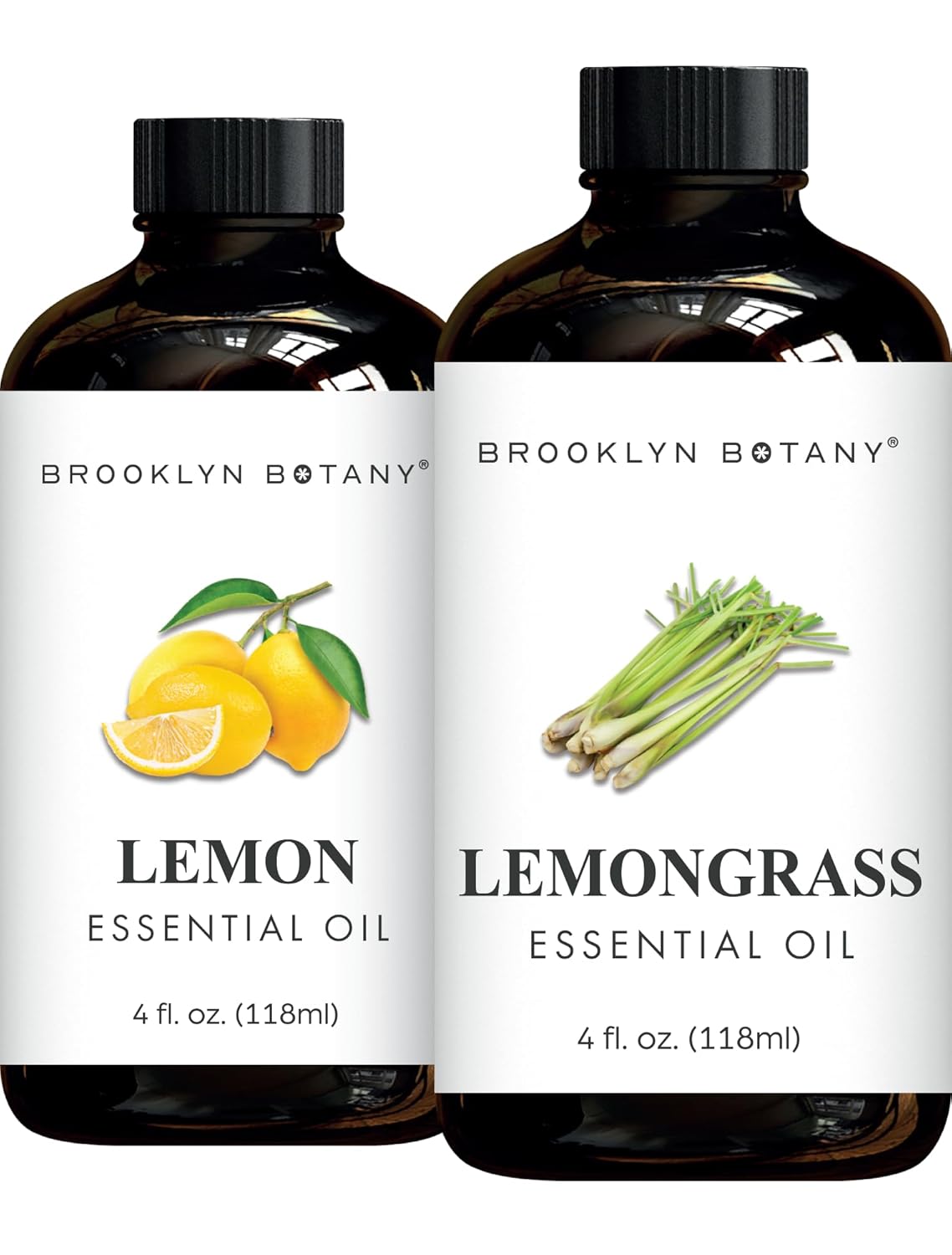 Brooklyn Botany Lemon & Lemongrass Essential Oils – 4 Fl Oz (Pack of 2) – 100% Pure & Natural – Zesty & Fresh Aromatherapy Blend