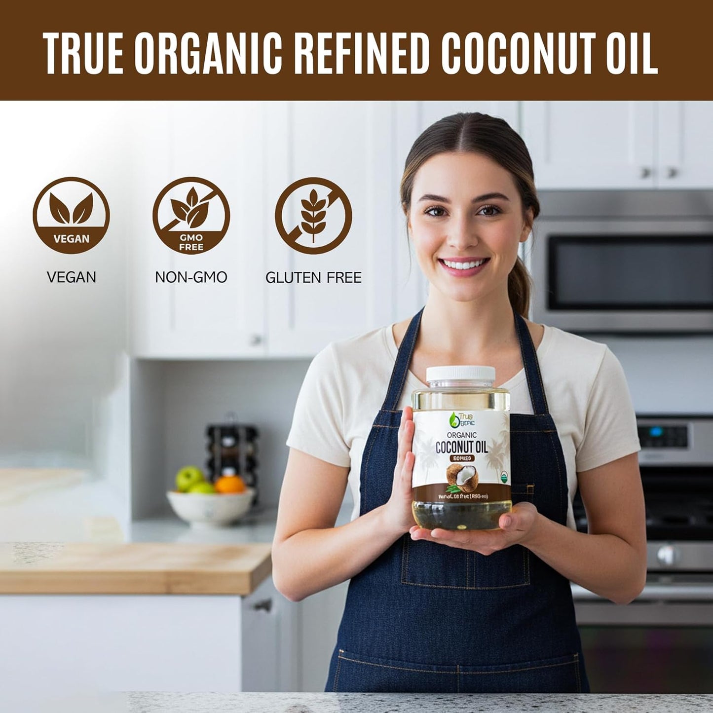 Refined Coconut Oil 56 fl oz | USDA Organic Certified | Organic Coconut Oil for Cooking and Baking. RBD Oil.