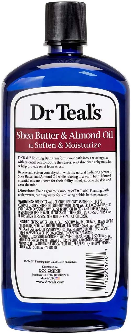 Dr. Teals Foaming Bath Variety Gift Set (2 Pack, 34oz Ea) Shea Butter & Almond Oil, Melatonin Sleep Bath - Essential Oils Blended with Pure Epsom Salt Eases Achy Muscles & Relieves Stress