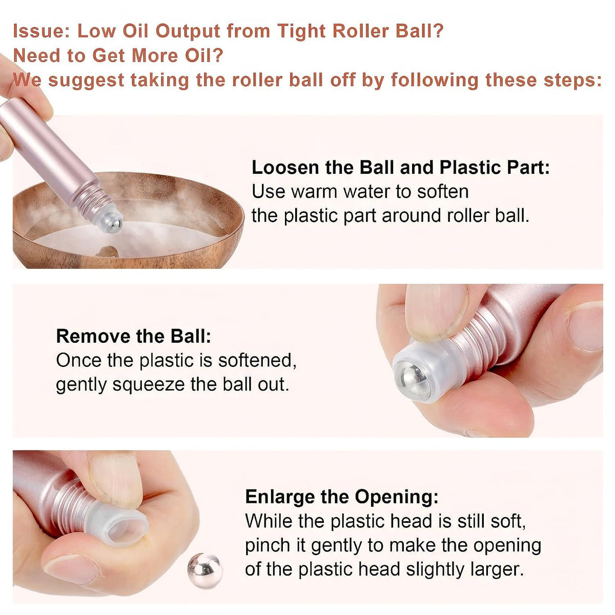 8Pcs 10ml Essential Oil Roller Bottles, Matte Rose Gold