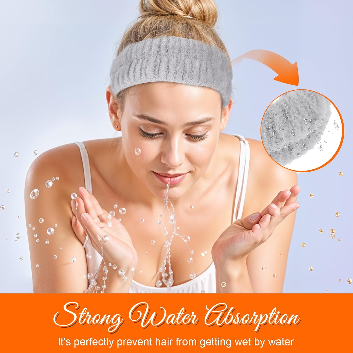 2Pcs Spa Headband, Head Bands Mens Hair Band Makeup Headband for Washing Face Absorbent Elastic Skin Care Headband Wrap for Women Yoga Sports Shower Exercise