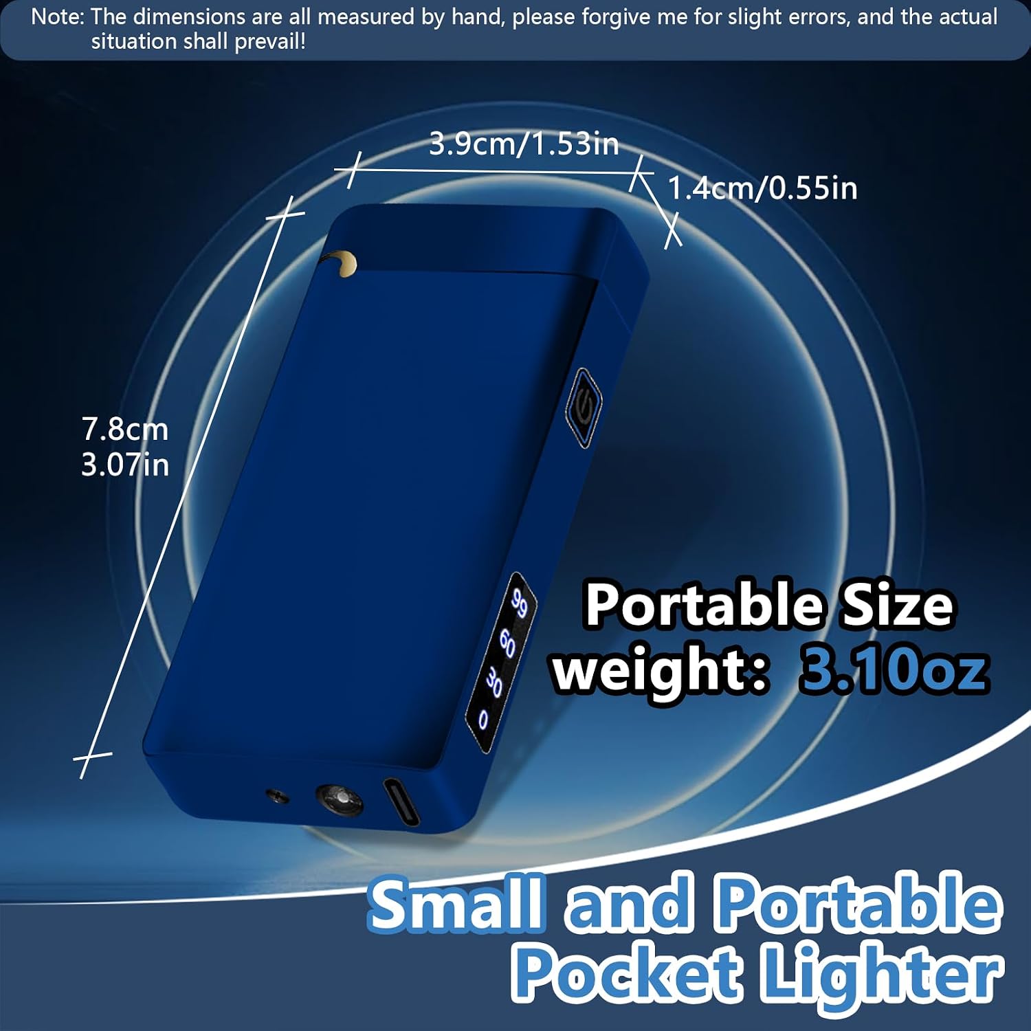 Plasma Lighter Rechargeable Electric Lighter Arc USB C Electronic Windproof Lighters High Power Big Flame Lighters with Digital Power Display for Candle, Incense, Fireworks (Ice Blue)