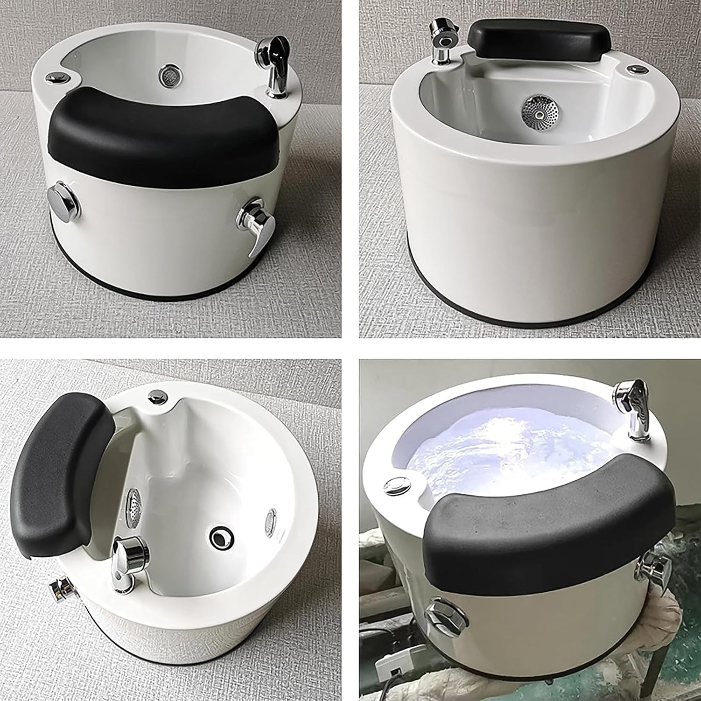 Deep Soaking Foot Spa for Cracked Heels - Professional Pedicure Bath with Heat, Bubbles & Portable Tub with LED Lights & Quick Drain - Relieves Tired Feet & Dry Skin (Ribbon)