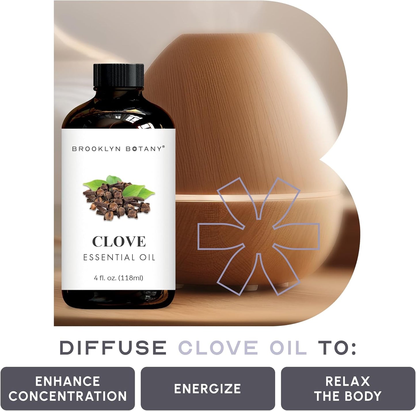 Brooklyn Botany Clove & Cedarwood Essential Oils – 4 Fl Oz (Pack of 2) – 100% Pure & Natural – Spicy & Grounding Aromatherapy Blend