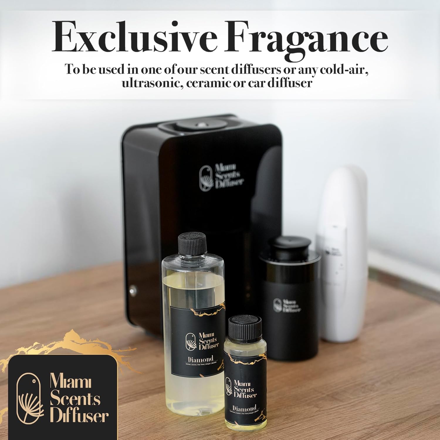 Diamond Touch Essential Oil Refill Luxury Hotel Inspired - Long Lasting Aroma for Home Office Diffuser, 120ml Fresh Blend of Jasmine, Mandarin, Tea Tree and Ginger, Scent for Spa Wellness Aromatherapy