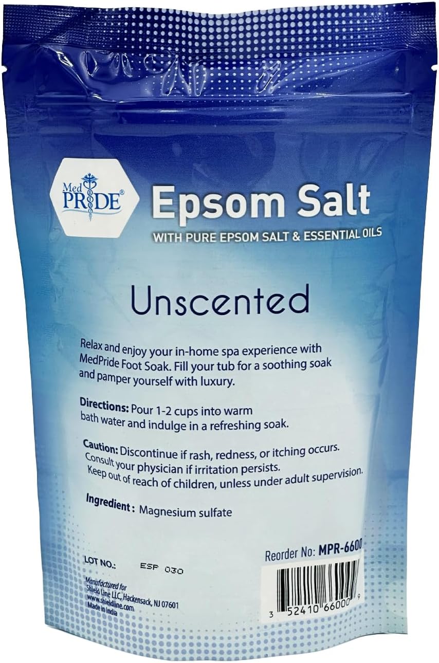MED PRIDE Epsom Salt Foot Soak for Pain Relief and Muscle Recovery with Essential Oils, Soaking Salts for Dogs (Unscented 19.2 Ounce (Pack of 1))