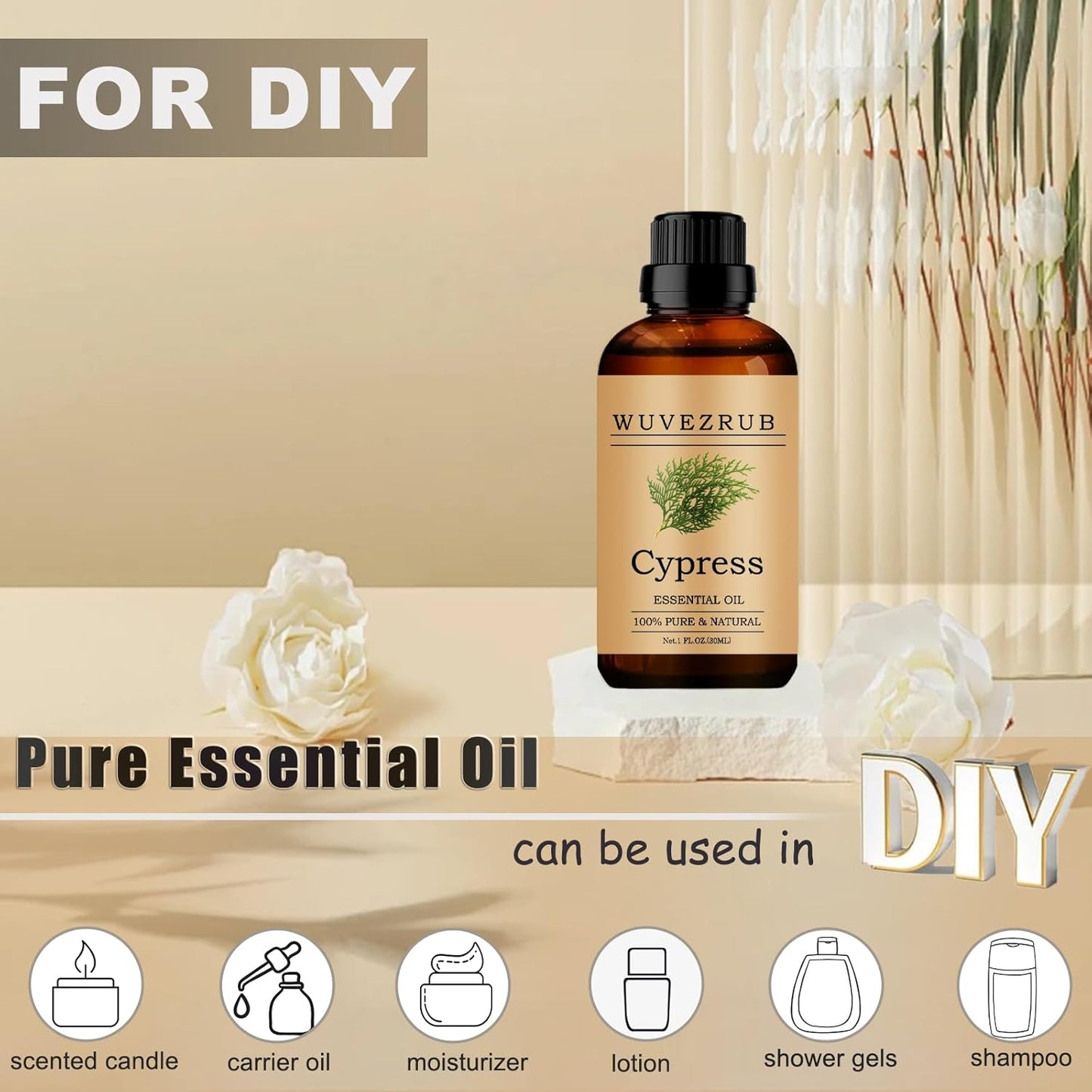 Cypress Essential Oils, 30ML Pure and Natural Essential Oil for Aromatherapy Diffuser - Cypress / 1 Fl Oz