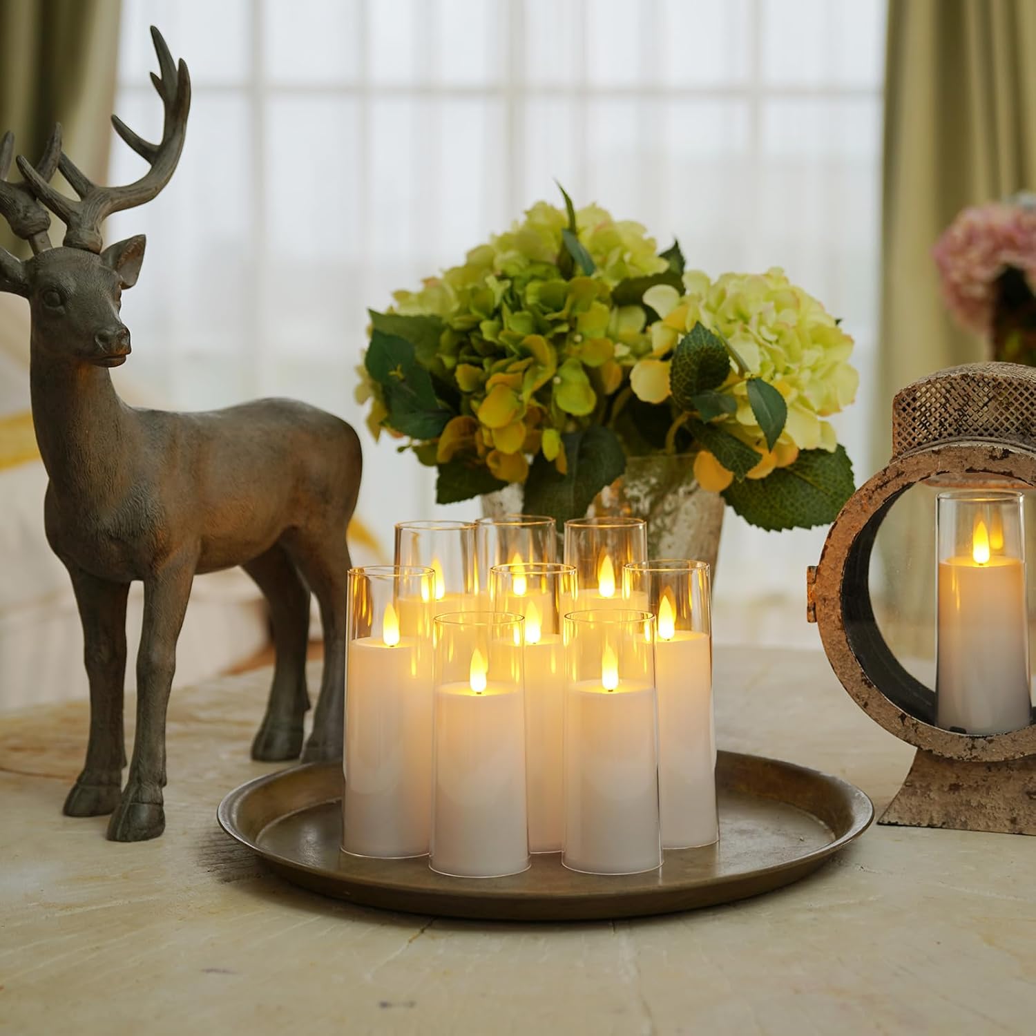 Homemory Pure White Acrylic Flameless Candles, LED Candles, Battery Operated Candles with Remote Control and Timer, Fake Electric Candle, Wedding, Home Decor, Set of 9