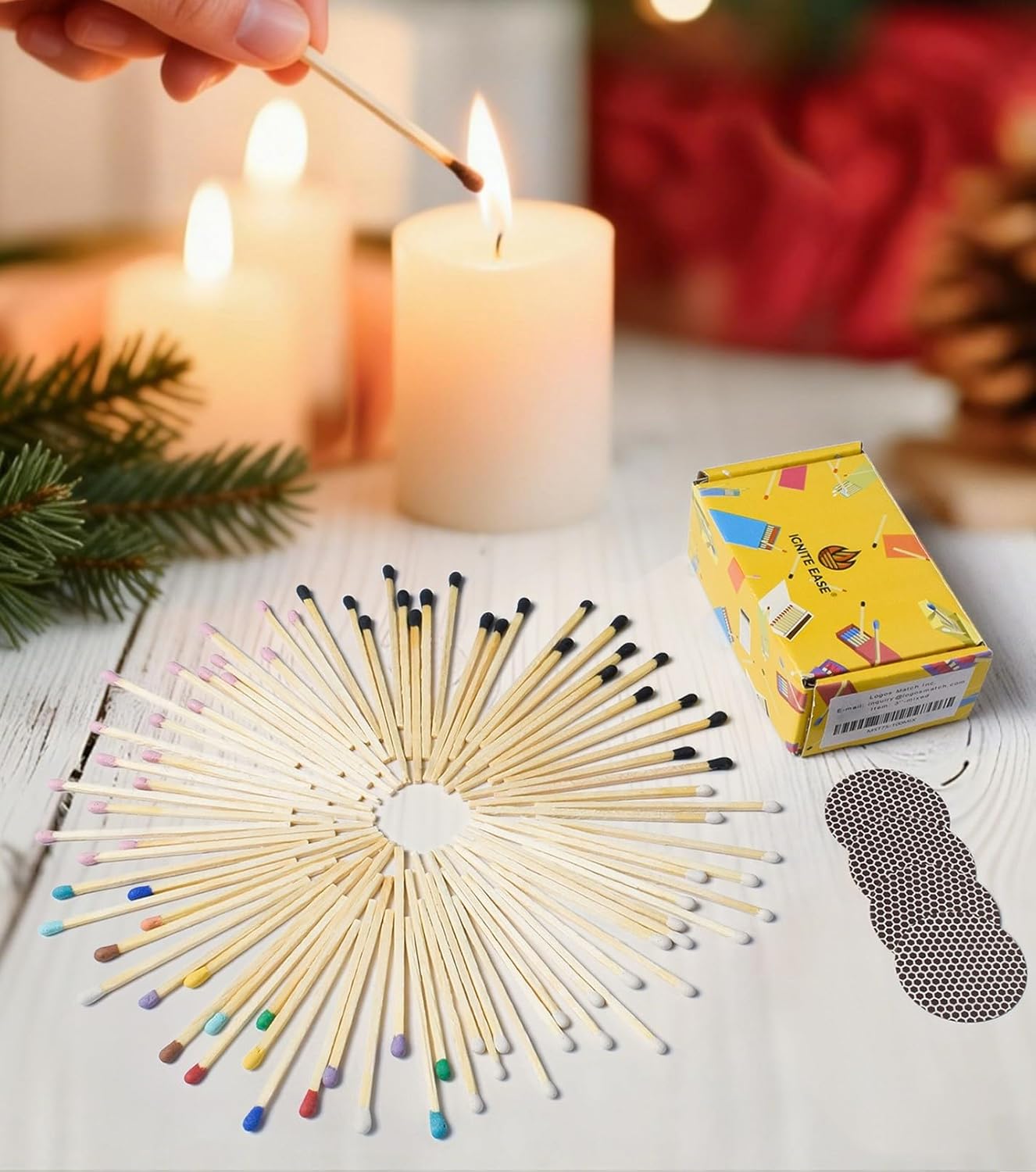 2 Inch White Matches, 100 Count Wooden Matches Sticks with Striker, Boxed Matches, Safety Small Matches for Candle, Wedding, Party Decor By IGNITE EASE