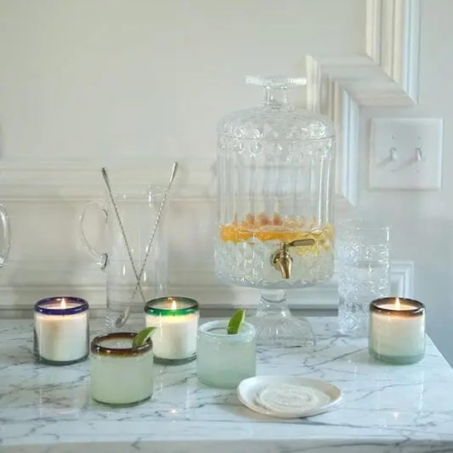 Paddywax La Playa, Amber + Coconut Scented Candle in Reusable Hand-Blown Bubble Glass, Soy Wax Candle with Approx. 40 Hour Burn Time, Decorative Gift Candle for Home, Amber + Coconut, 9 oz