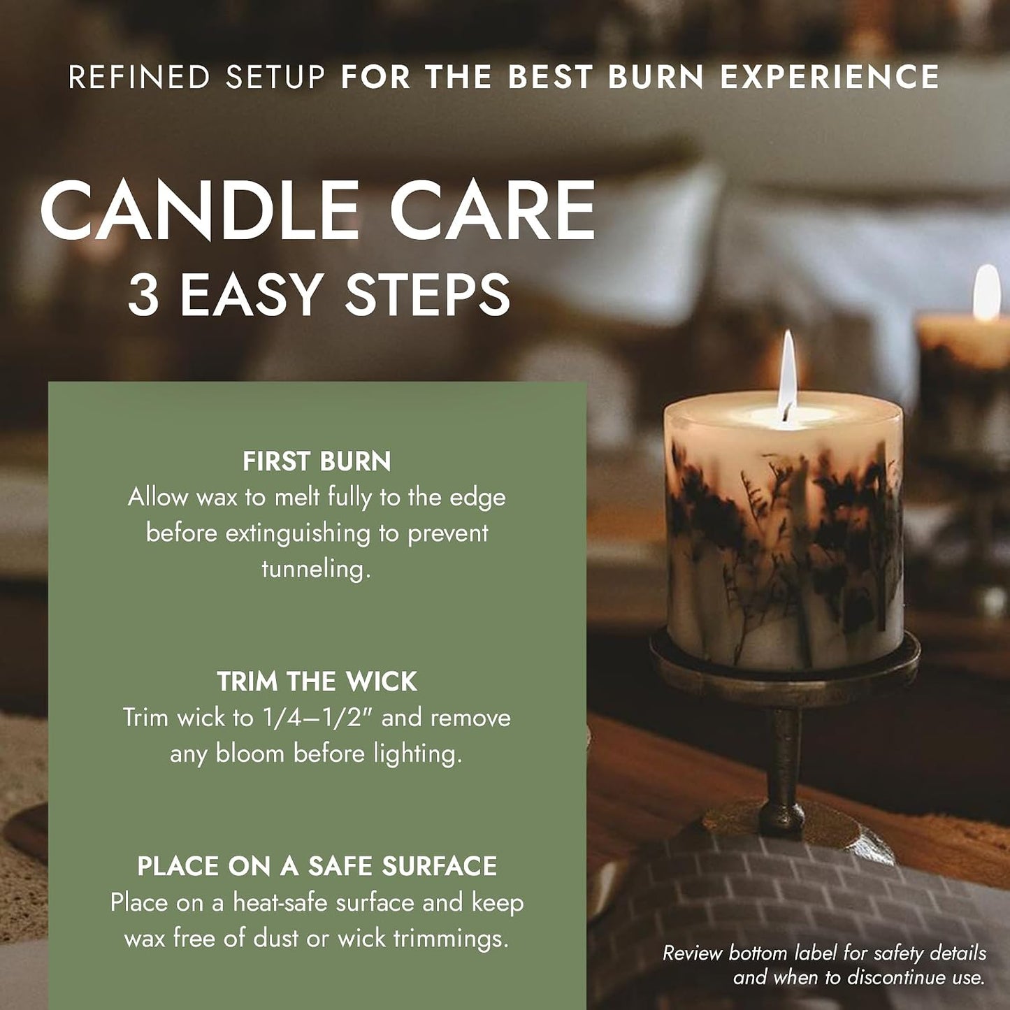 Claire Burke Original Botanical Candle – Luxury Scented Candle with Dried Botanicals | Rose, Lavender & Patchouli | Coconut Soy Wax, 65-Hr Burn, Decorative Candles for Home Decor | 18 oz