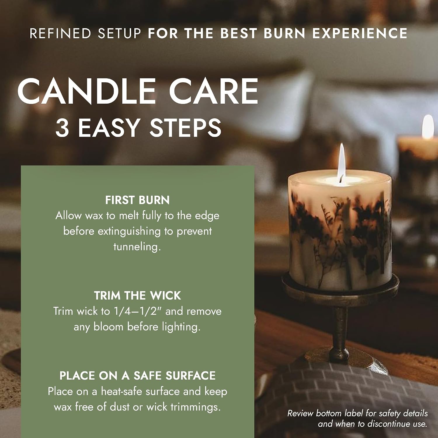 Claire Burke Original Botanical Candle – Luxury Scented Candle with Dried Botanicals | Rose, Lavender & Patchouli | Coconut Soy Wax, 65-Hr Burn, Decorative Candles for Home Decor | 18 oz