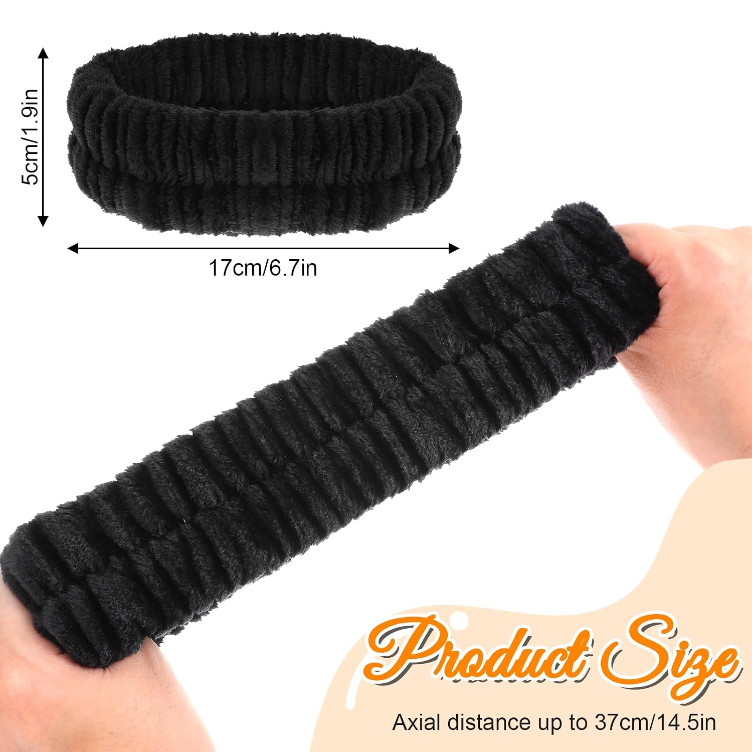2Pcs Spa Headbands, Face Washing Headband Elastic Skincare Head Band Absorbent Quick-Drying Flannel Makeup Headband for Women Men Yoga, Sports, and Shower (Black, White)