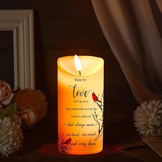 Gerrii Memorial Candles Sympathy Gifts LED Flameless Cardinal Bereavement Candles for Loss of Loved One Sympathy Cardinal Gifts Battery Candle for Prayers(Simple Style)
