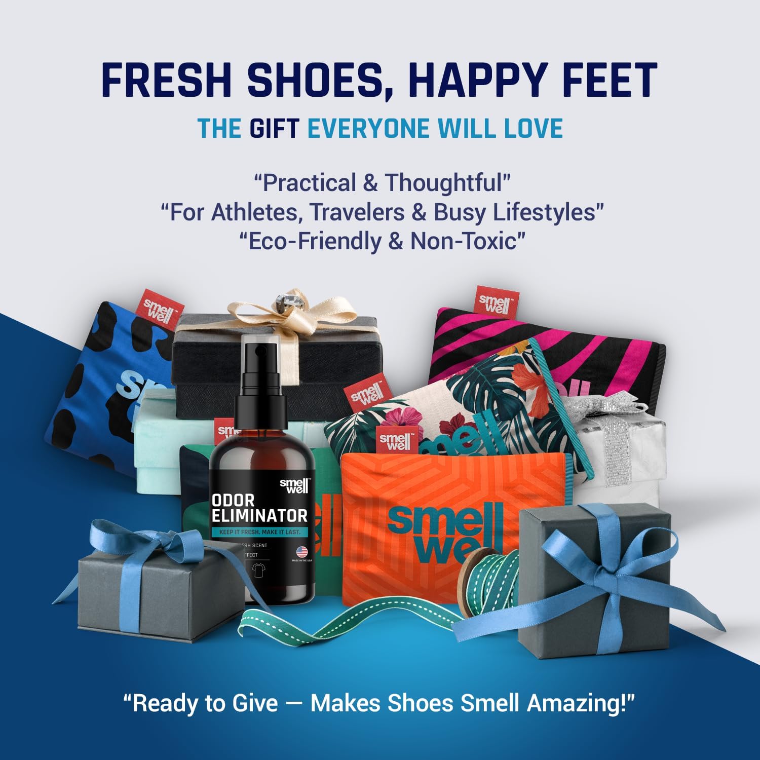 SmellWell Room Spray Odor Eliminator – Non Toxic Air Freshener & Shoe Deodorizer Spray, Shoe Smell Remover for Smelly Shoes, Home & Furniture – 6 fl oz