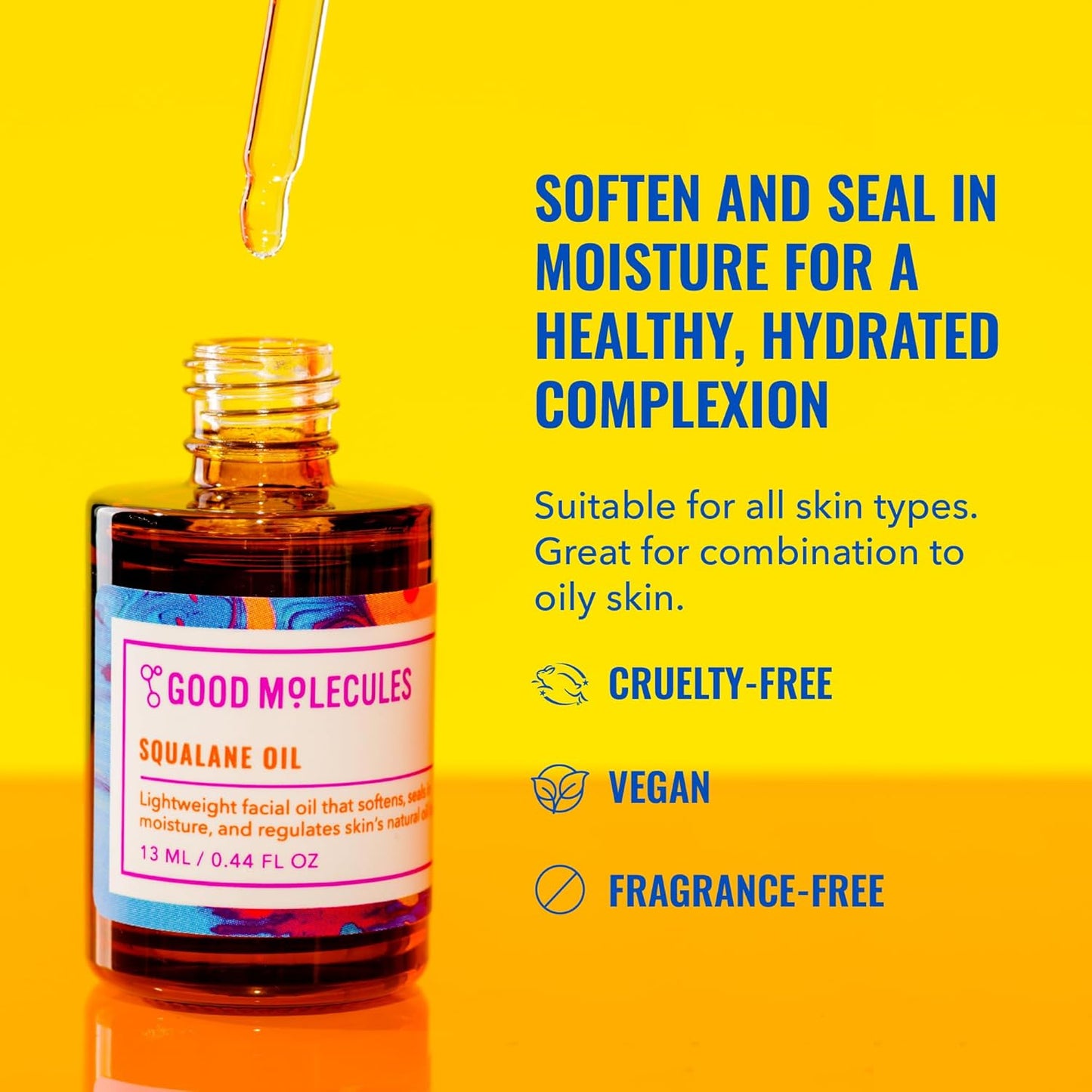 Good Molecules Squalane Oil - 100% Natural Squalane Oil Non-Greasy Moisturizer for Face, Skin, and Hair - Skin Firming, Ultra Hydrating Facial Skin Care