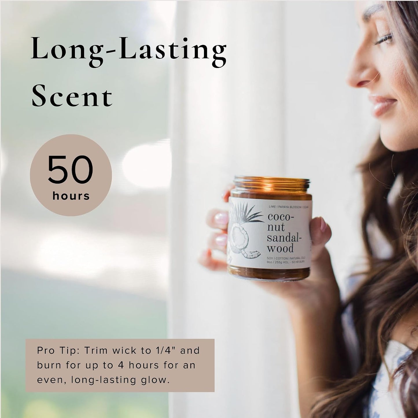 Broken Top Coconut Sandalwood Pure Soy Candle | 9 oz. | Lime, Papaya & Cedar. 50-Hour Burn Time. Natural Cotton Wick, Vegan, No Parabens, No Phthalates