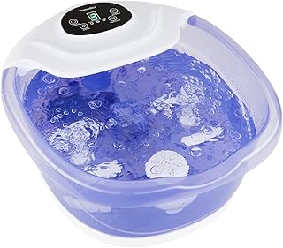 HoMedics Salt-N-Soak Footbath with Heat Boost and Soaking Salt Starter Kit, 4 Soothing Massage Rollers, Toe-Touch Controls, Splash Guard, Bubble, Vibration Massage, Bath Salt Dispenser, LED Display