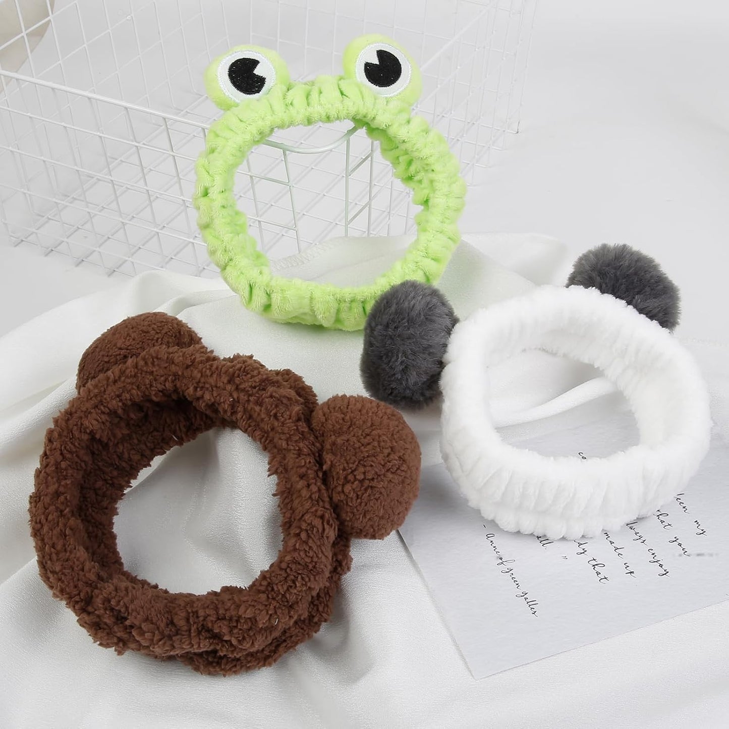 AIBFRID 6PCS Animal Ear Spa Headbands Face Wash Headband Cute Make Up Hairband Fuzzy Cat Head Band Soft Skincare Hair Accessories for Women Girls