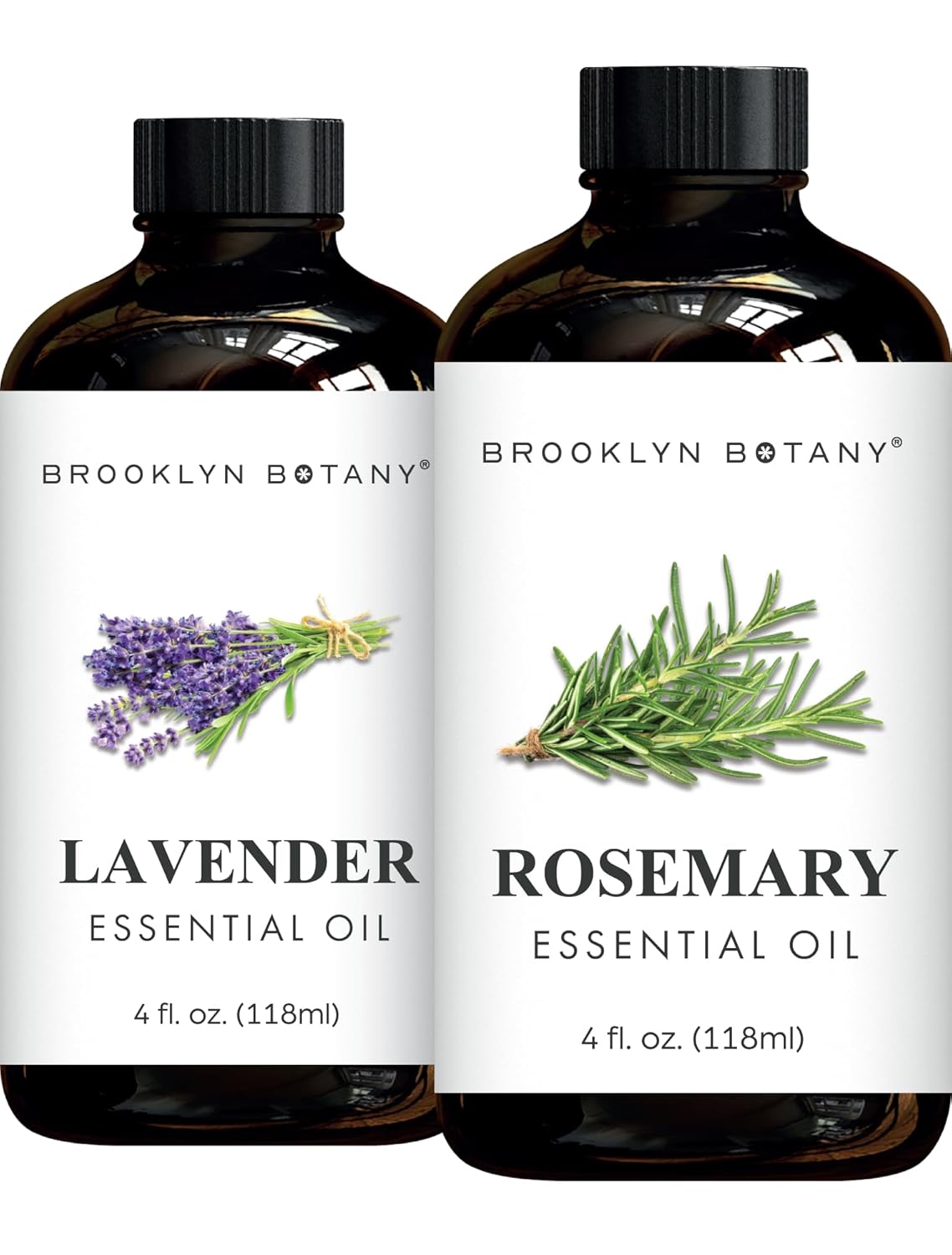 Brooklyn Botany Lavender & Rosemary Essential Oils – 4 Fl Oz (Pack of 2) – 100% Pure & Natural – Premium Grade Aromatherapy Oils – Headache & Hair Blend