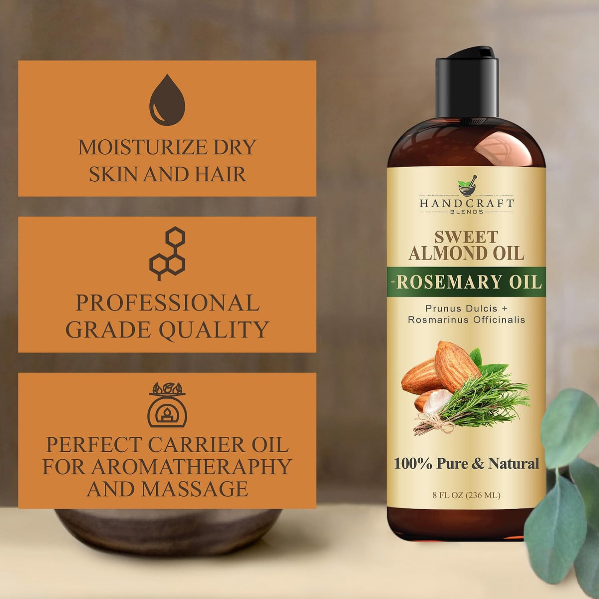 Handcraft Blends Sweet Almond Oil with Rosemary Oil - 8 Fl Oz