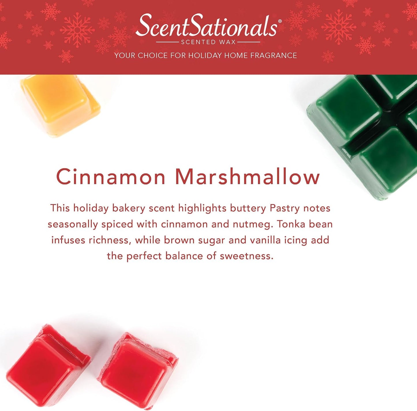 ScentSationals Cinnamon Marshmallow Scented Wax Melts - Butter Pastries, Cinnamon, & Nutmeg, 10oz (24 Cubes)