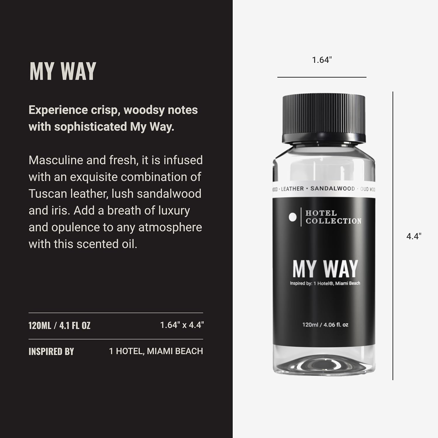 Hotel Collection Diffuser Oil - My Way - Aromatherapy Essential Fragrance Oil - Sandalwood, Warm Virginia Cedar & Beautiful Iris - 120ML 4.1 Fl oz