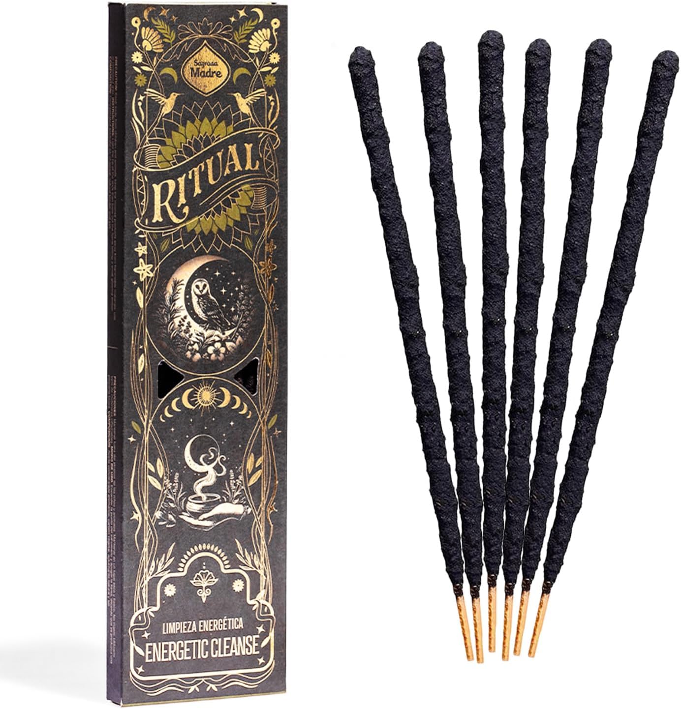Ritual - Energetic Cleanse Incense Sticks, Purify & Refresh Your Space, 6 Sticks, 9 Inches Each, Natural Incense with Aromatic Concentrated Oil, Charcoal, Natural Binder & Salt - 1 Hour Burn Time