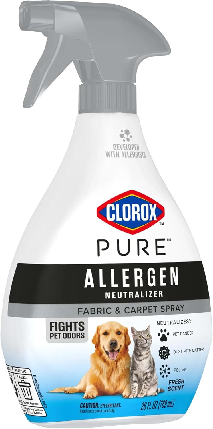 Clorox PURE Allergen Neutralizer Fabric and Carpet Spray, Fights Pet Odors, Fresh Scent, 26 Fl Oz.