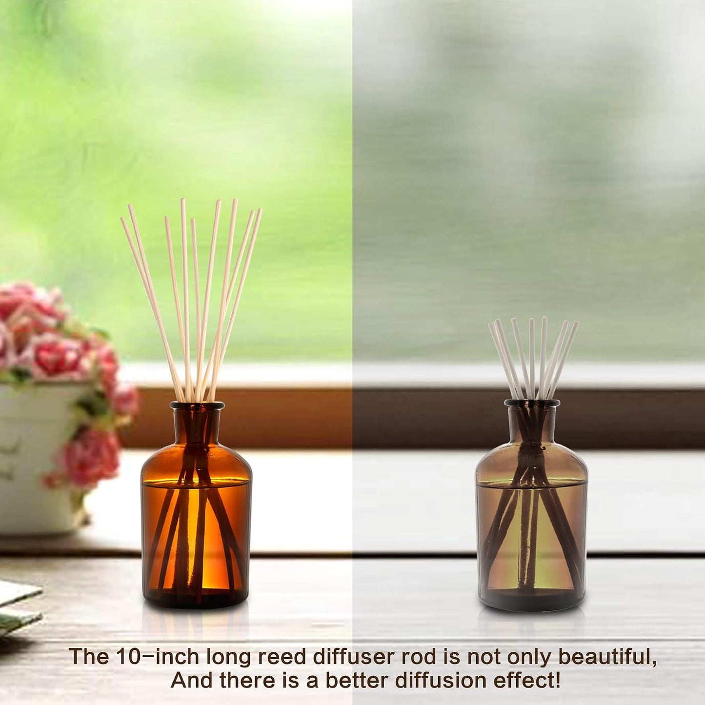 TOMCENXI 60PCS Reed Diffuser Sticks,10 Inch Natural Rattan Wood Sticks,Diffuser Refills,Essential Oil Aroma Diffuser Replacements Sticks for Home,Office