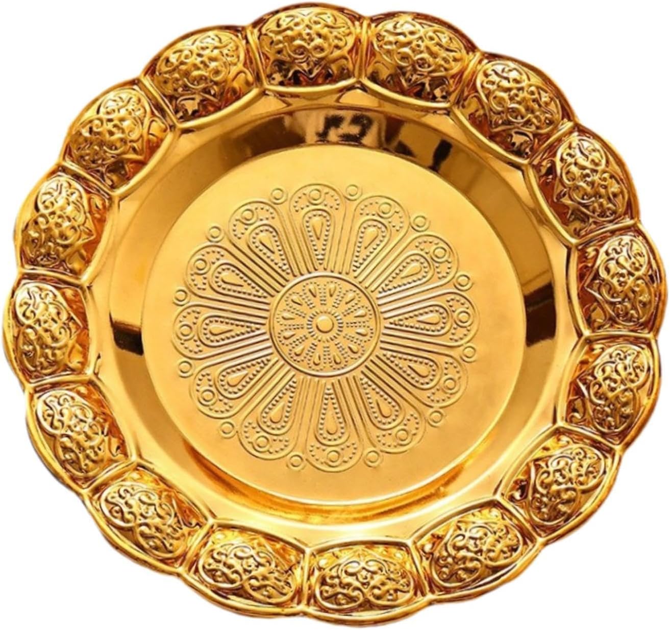 Round Serving Tray Organizer Candle Holder Iron Decorative Platter Suitable for Bedroom Entrance Living Room Cafe15cm
