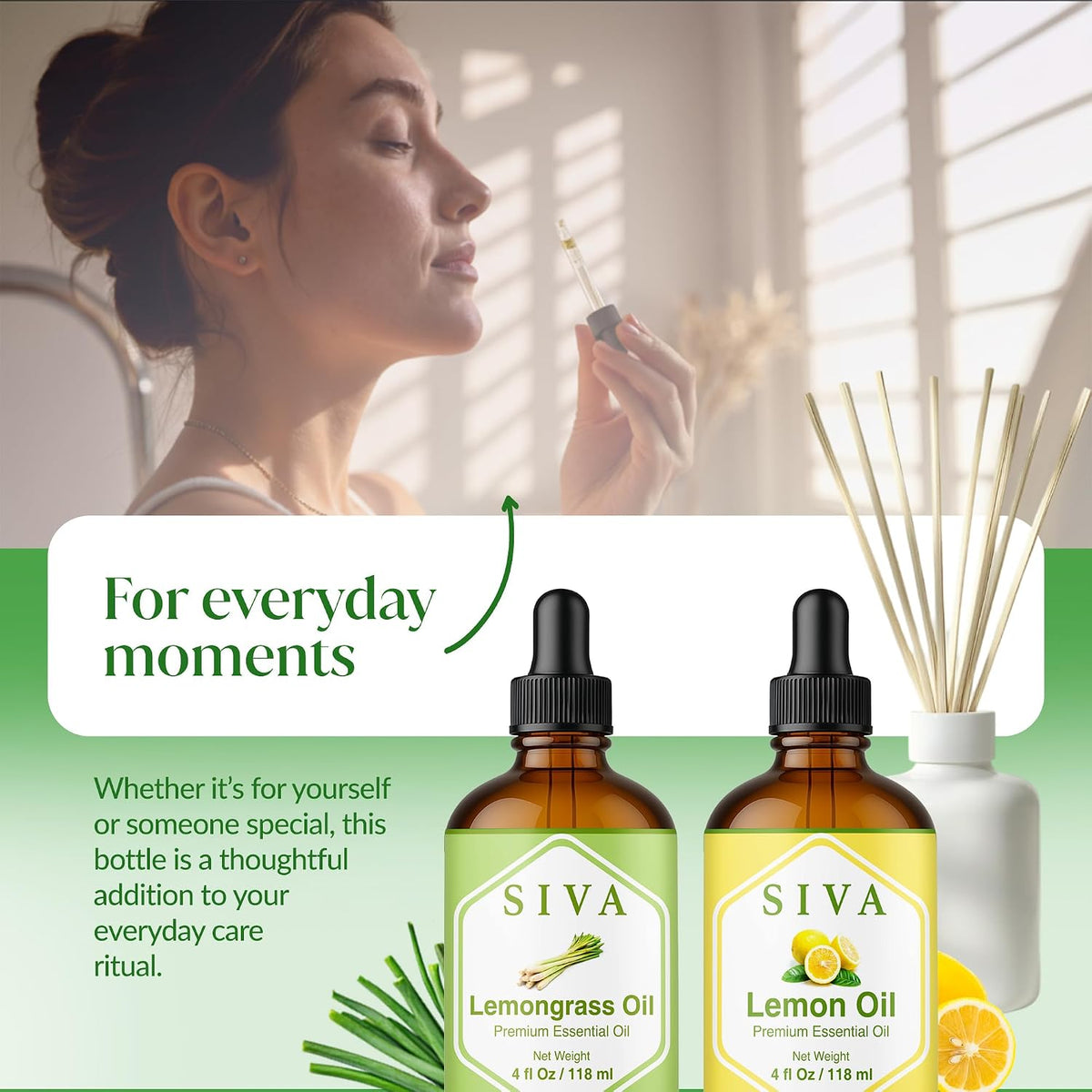 Siva Citrusy Duo Pack, Glass Bottles with Droppers, 4 Fl oz (118 ml)