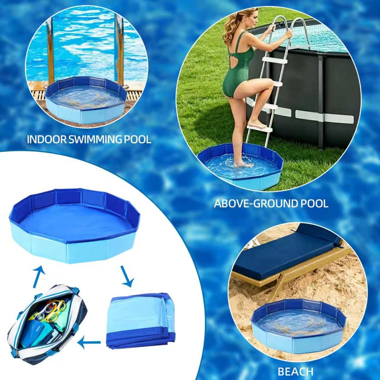 Collapsible Foot Bath - 19.3" Pool Foot bath Wash Basin, No Inflation Needed Foldable Foot Soak Tub for Above Ground Swimming Pools, Beach & Indoor Use, Space Saving Pool Accessories
