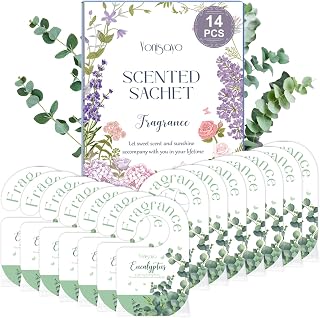 14 PCS Eucalyptus Sachets Bags for Drawers and Closets, Long Lasting Scented Sachets Air Fresheners, Natural Odor Eliminator, Home Fragrance for Wardrobe, Shoe Cabinet, Car & Bathroom Potpourri Bag